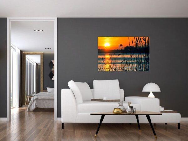 Slika - Zalazak sunca nad jezerom (90x60 cm)