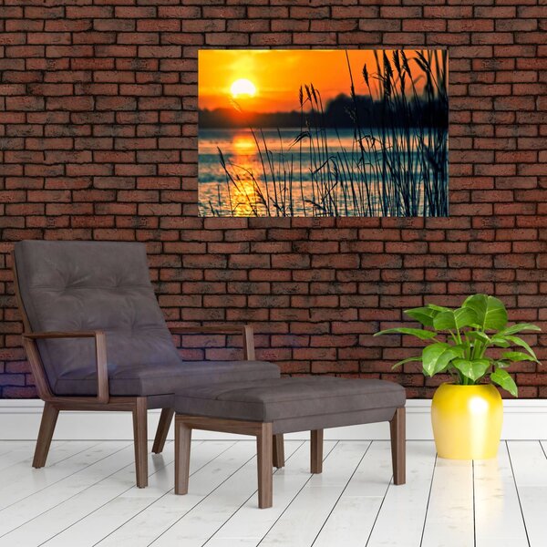 Slika - Zalazak sunca nad jezerom (90x60 cm)