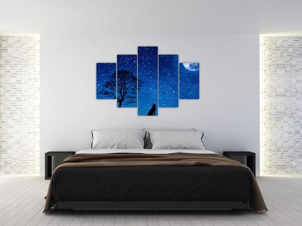 Slika vuka kako zavija na Mjesec (150x105 cm)