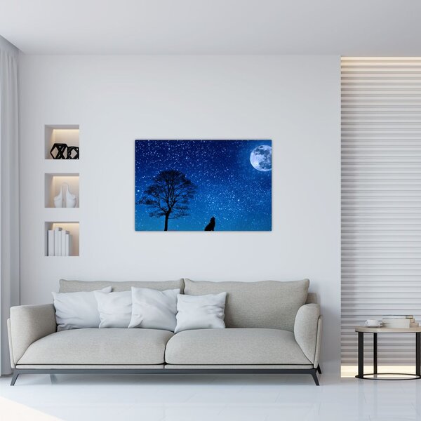 Slika vuka kako zavija na Mjesec (90x60 cm)