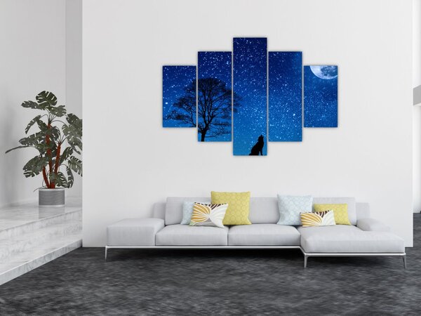 Slika vuka kako zavija na Mjesec (150x105 cm)