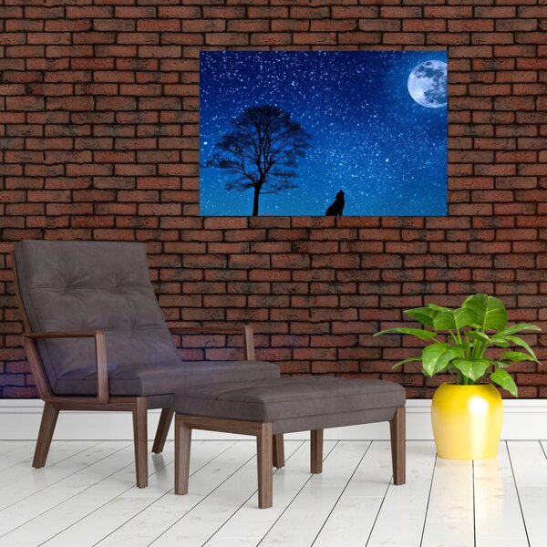 Slika vuka kako zavija na Mjesec (90x60 cm)