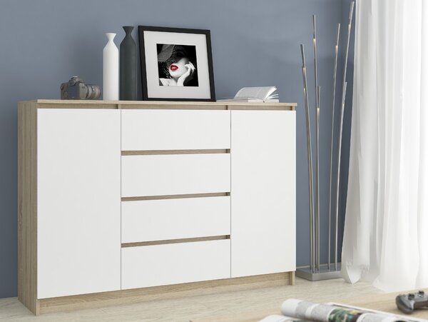 Komoda Kurtinaitis 2D 4SZ (hrast sonoma + bijela)