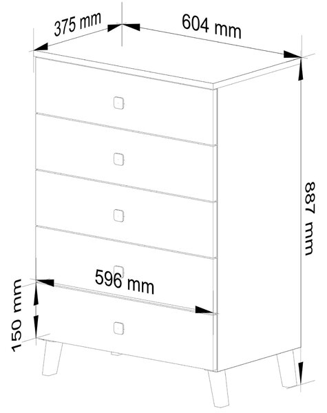 Komoda Menudas (bijela + crna)
