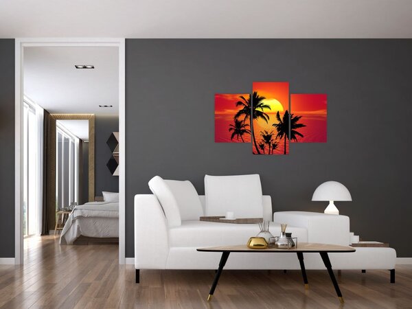 Slika siluete otoka s palmama (90x60 cm)