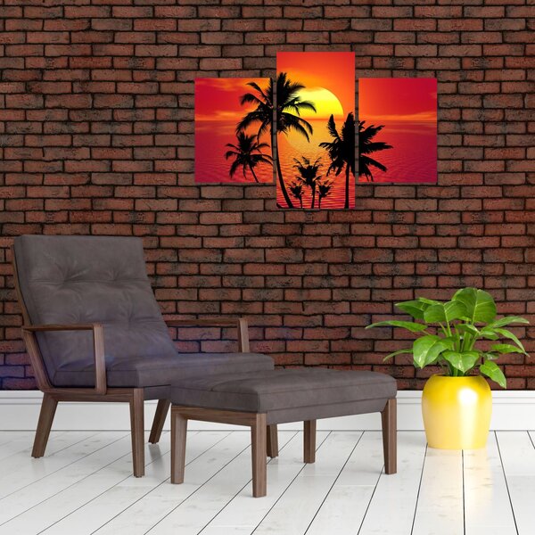Slika siluete otoka s palmama (90x60 cm)
