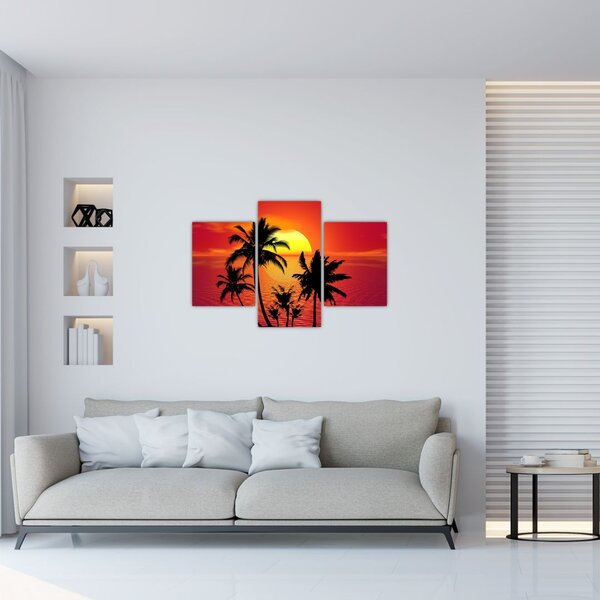 Slika siluete otoka s palmama (90x60 cm)