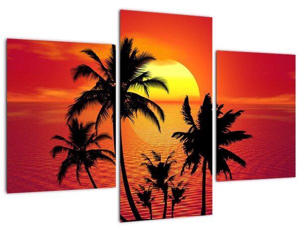 Slika siluete otoka s palmama (90x60 cm)