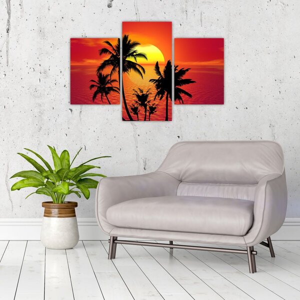Slika siluete otoka s palmama (90x60 cm)