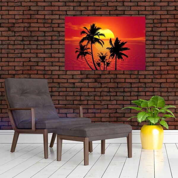 Slika siluete otoka s palmama (90x60 cm)