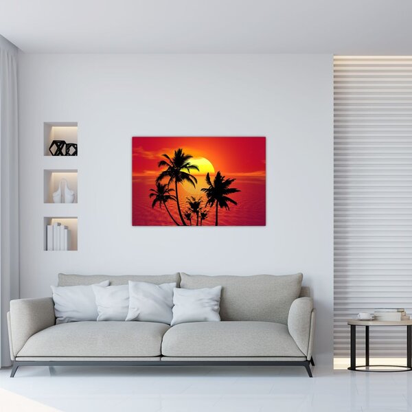 Slika siluete otoka s palmama (90x60 cm)