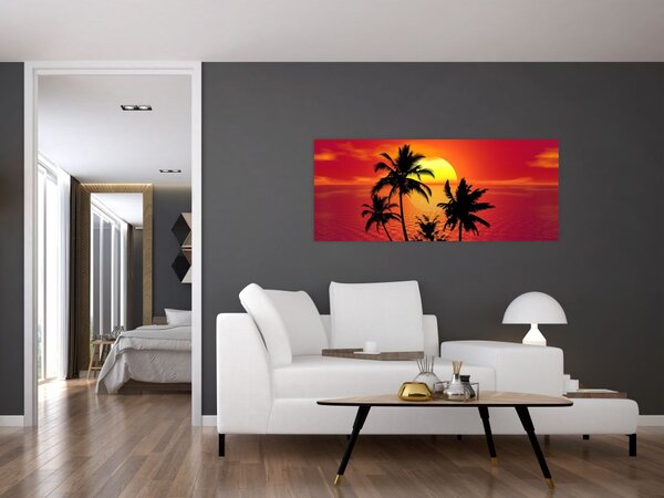 Slika siluete otoka s palmama (120x50 cm)