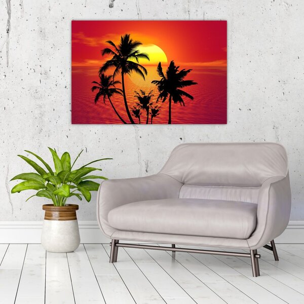 Slika siluete otoka s palmama (90x60 cm)