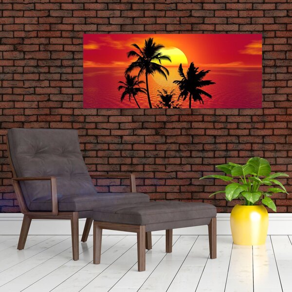 Slika siluete otoka s palmama (120x50 cm)