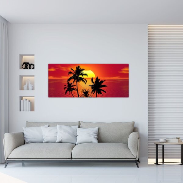 Slika siluete otoka s palmama (120x50 cm)