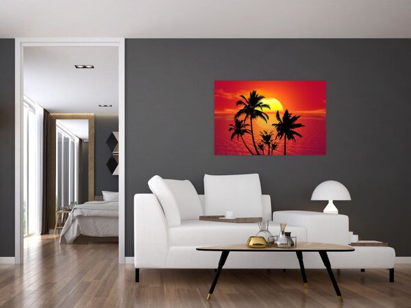 Slika siluete otoka s palmama (90x60 cm)