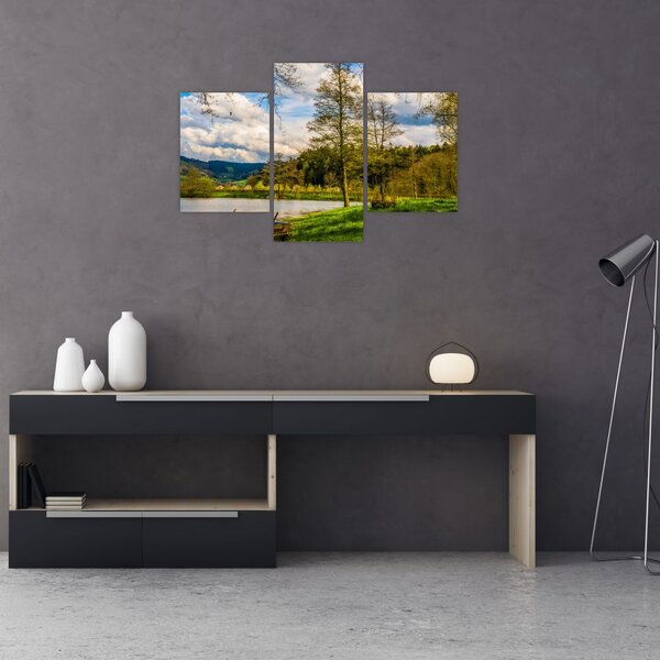 Slika čamca uz jezero (90x60 cm)