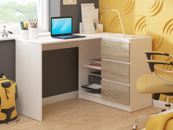 Kutni PC stolić Bodhi (bijela + hrast sonoma) (D)