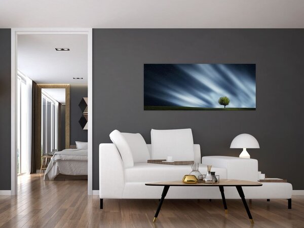 Slika polarne svijetlosti iznad polja vrijeska (120x50 cm)