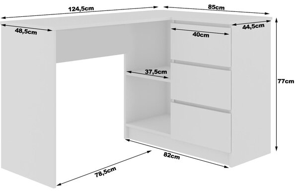 Kutni PC stolić Bodhi (bijela + hrast sonoma) (D)