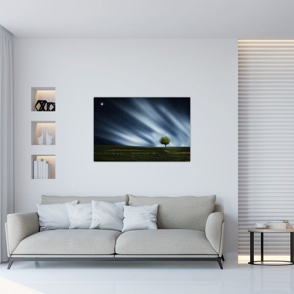 Slika polarne svijetlosti iznad polja vrijeska (90x60 cm)