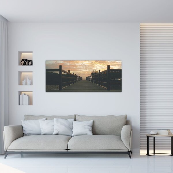 Slika drvenog gata iznad jezera (120x50 cm)
