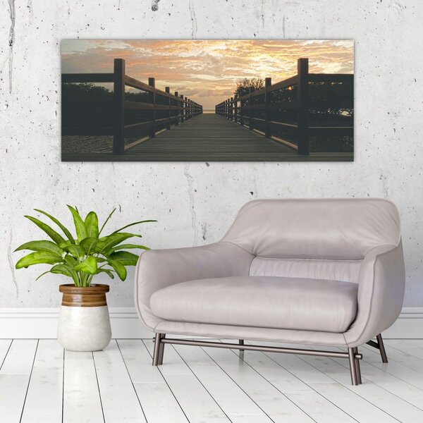 Slika drvenog gata iznad jezera (120x50 cm)