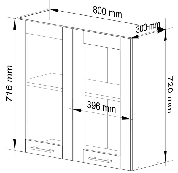 Zondo.hr Gornja kuhinjska vitrina Organo 720 (bijela + grafit). Akcija -18%. 1117520