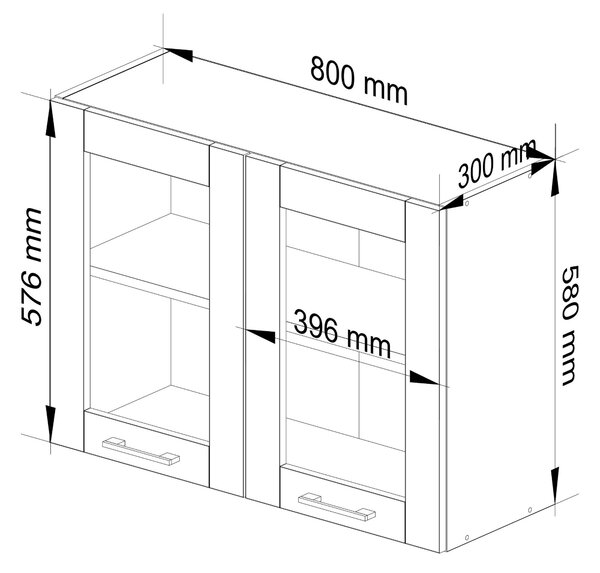 Zondo.hr Gornja kuhinjska vitrina Organo 580 (bijela + grafit). Akcija -20%. 1117518