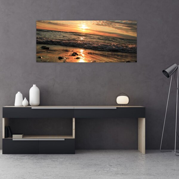 Slika - Zalazak sunca na oceanu (120x50 cm)