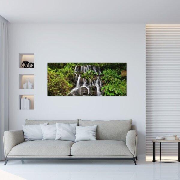 Slika slapa u tropskoj šumi (120x50 cm)