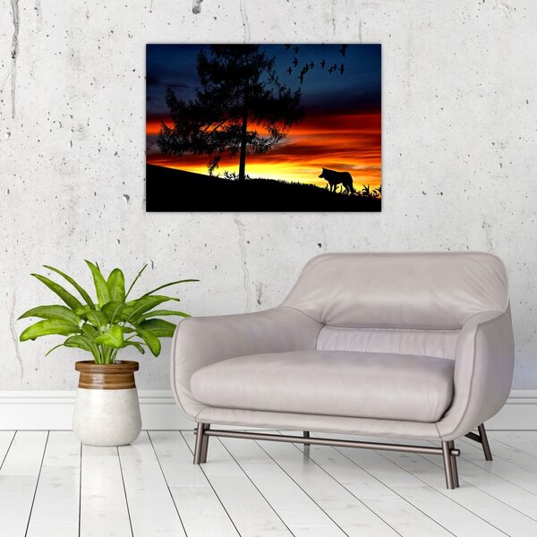 Slika - Silueta vuka (70x50 cm)
