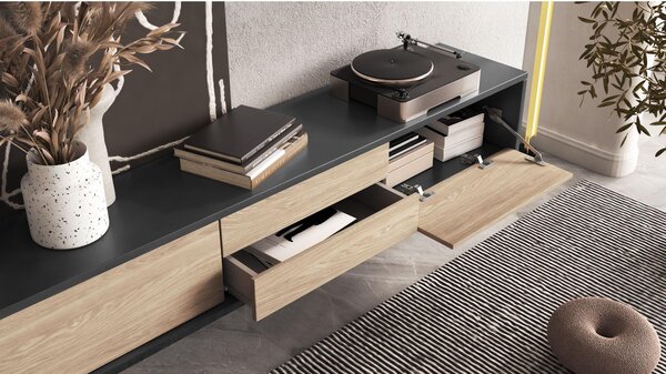 TV stolić Fiora 39 (antracit + hrast uljani)