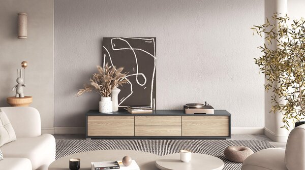 TV stolić Fiora 39 (antracit + hrast uljani)