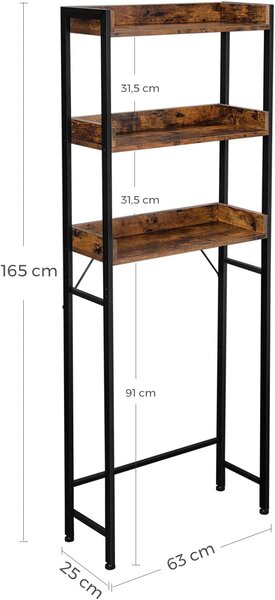 Polica iznad WC-a TAYLOR smeđa 63x165 cm, 3 police