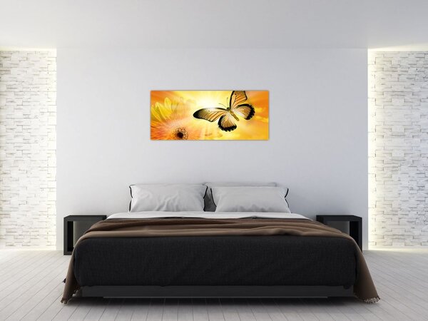 Slika - Žuti leptir s cvijetom (120x50 cm)