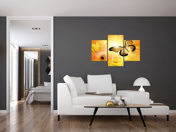 Slika - Žuti leptir s cvijetom (90x60 cm)