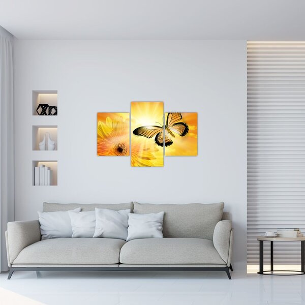 Slika - Žuti leptir s cvijetom (90x60 cm)