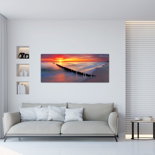 Slika - Zalazak sunca, Baltičko more, Poljska (120x50 cm)
