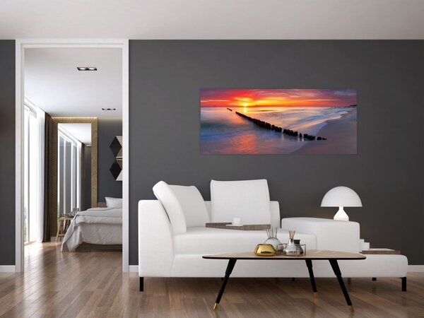 Slika - Zalazak sunca, Baltičko more, Poljska (120x50 cm)