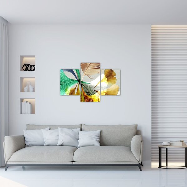 Slika - Lišće s perjem (90x60 cm)