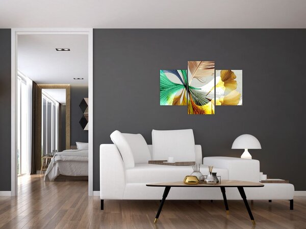 Slika - Lišće s perjem (90x60 cm)