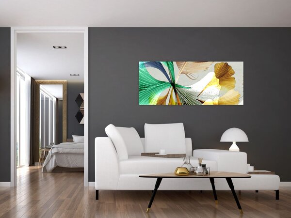 Slika - Lišće s perjem (120x50 cm)