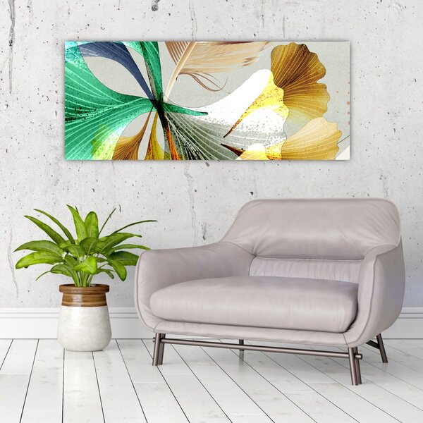 Slika - Lišće s perjem (120x50 cm)