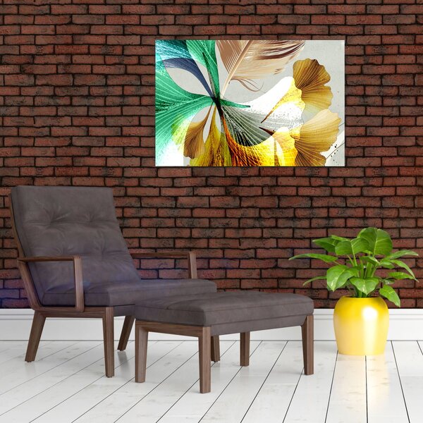 Slika - Lišće s perjem (90x60 cm)