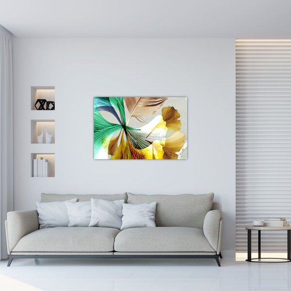 Slika - Lišće s perjem (90x60 cm)