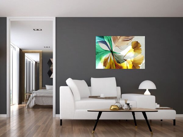 Slika - Lišće s perjem (90x60 cm)
