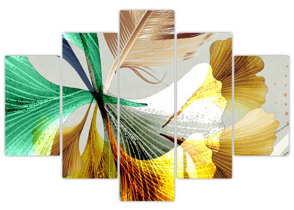 Slika - Lišće s perjem (150x105 cm)