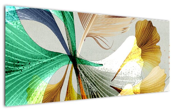 Slika - Lišće s perjem (120x50 cm)