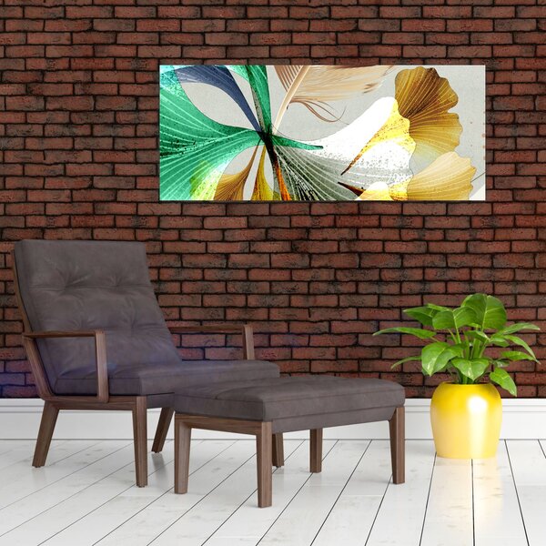 Slika - Lišće s perjem (120x50 cm)